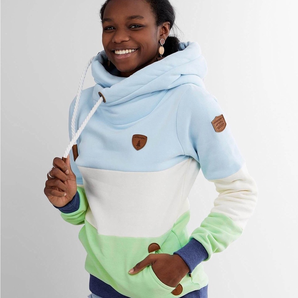 Wanakome Multicolor Hoodie - Blue, White, Green